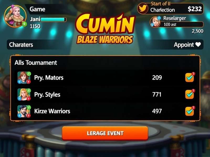 Cumin Blaze Warriors character selection screen
